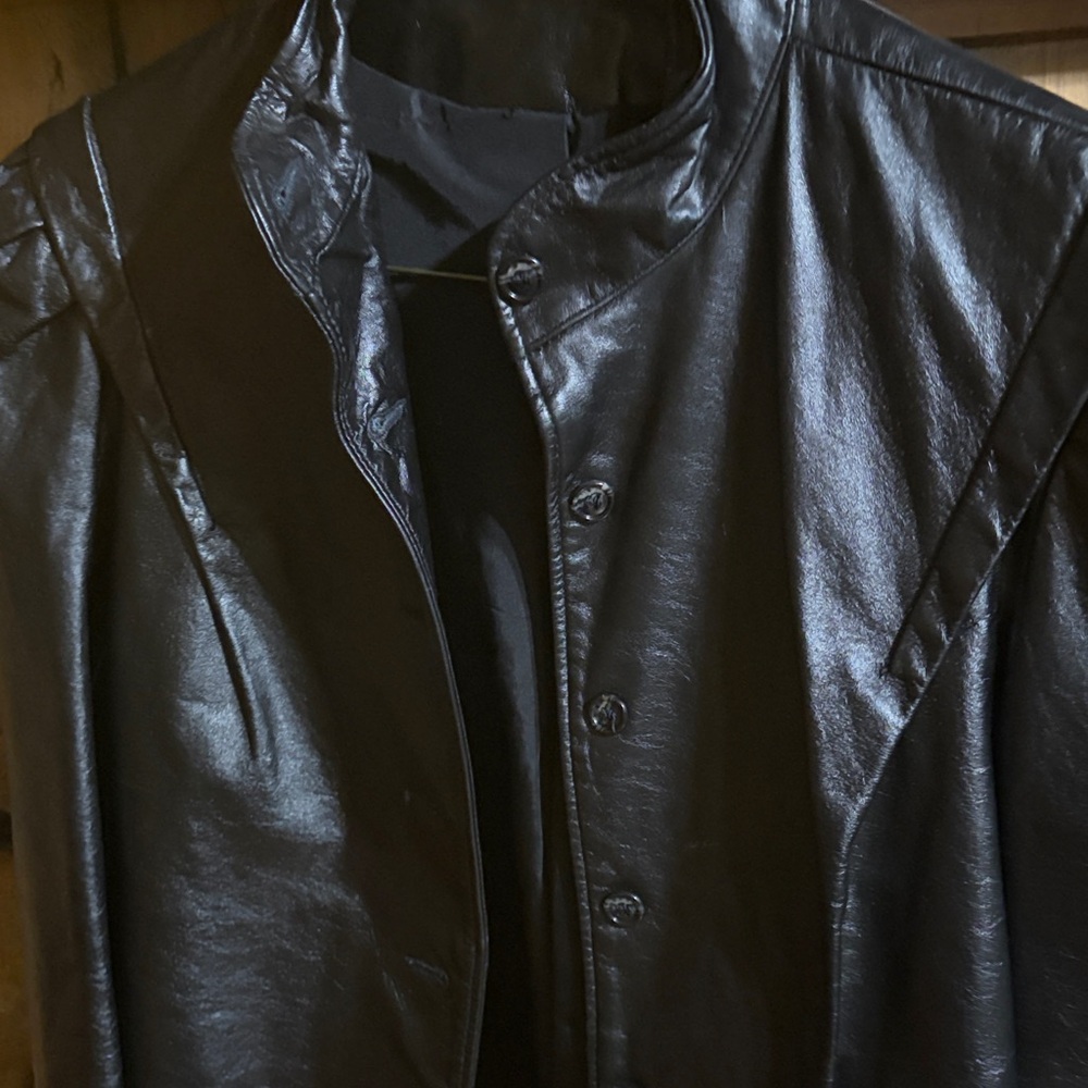 Women's Black Leather Jacket - Picture 2 of 4